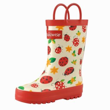 Imagem de OAKI Botas de chuva infantis - Botas de chuva infantis perfeitas para qualquer clima - Botas de chuva de borracha durável para bebês mantêm os pezinhos secos, leves à prova d'água com alça fácil de