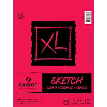 Imagem de Canson Caderno de esboços da série XL, bloco dobrável, 22,8 x 30,5 cm, 125 folhas (50 lb/74g) - papel de artista para adultos e estudantes - grafite, carvão, lápis, lápis de cor