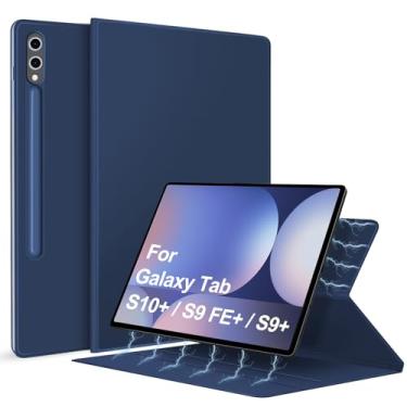 Imagem de DUNNO Capa magnética para Samsung Galaxy Tab S10+ Plus /S9+ Plus/S9 FE+ Plus com suporte para S-Pen, capa ultrafina e leve para tablet, despertar/hibernar automaticamente (azul escuro)