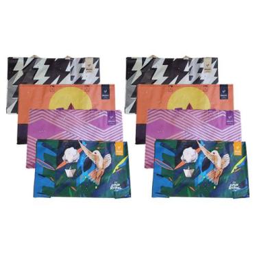 Imagem de 8 Mini Sacolas de Ráfia 33x20x11 cm Estampas Aleatórias B4U