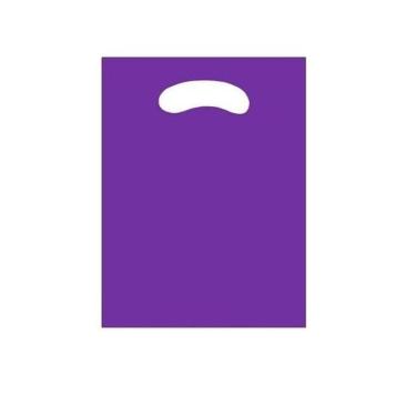 Imagem de 80 Sacolas Plásticas Roxa Alça Vazada Boca De Palhaço 20X30