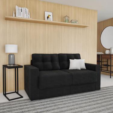 Imagem de Sofá 3 Lugares Retrátil Colônia Suede Preto 180 cm