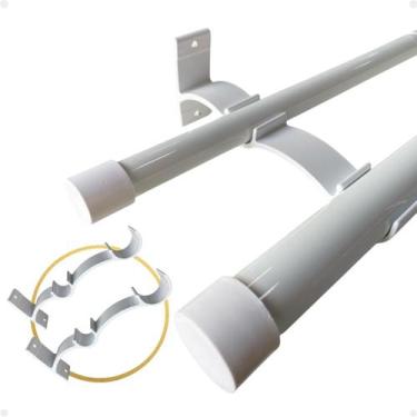 Imagem de Kit 4 Suporte Duplo Comum Perfil Varão Cortina 19.28mm Ilhós Argola In