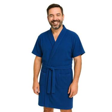 Imagem de Roupão Exclusivo Azul Premium Seca Facil Extra Macio Saida de Banho - 