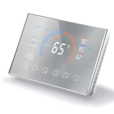 Imagem de Jectse Bomba de Calor Smart Termostato Home Touch Controle Programável Sala Termostato Para Bomba de Calor Com Tela LCD, Modo Automático, Economia de Energia (prata escovada)