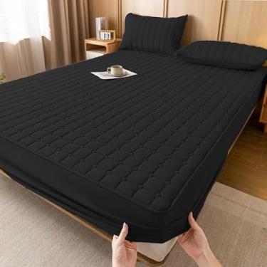 Imagem de Protetor Para Colchão Impermeável Matelado Queen Algodão Lenhçol Proteção Confortável(preto,BERÇO)