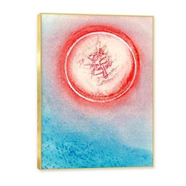 Imagem de Moldura dourada. Arte de parede de pinturas famosas, (Um barco à vela na lua) de Max Ernst, pôster impresso em tela, imagem de arte abstrata para sala de estar quarto decoração de casa. 50 x 70 cm