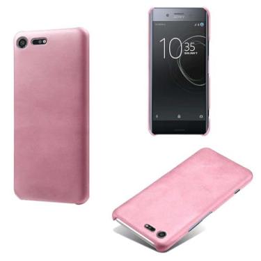 Imagem de Capa para Sony Xperia XZ Premium,Proteção contra quedas,Casca de volta de cor sólida simples,Design de couro de imitação de plástico-Pink