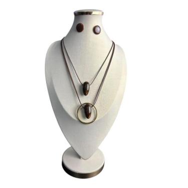 Imagem de Colar feminino kit com brinco sofisticado elegante presente - MLBpel, 