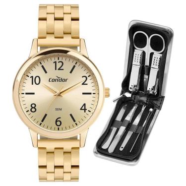 Imagem de Kit Relógio Condor Masculino Dia A Dia Dourado CO2035NRR/K4X
