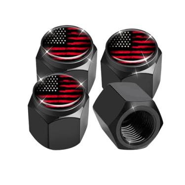 Imagem de Pacote com 4 tampas de haste de válvula de pneu, tampas de haste de roda de carro, tampas de válvula de ar de alumínio, ajuste universal para carros, SUVs, caminhões, bicicletas e motocicletas