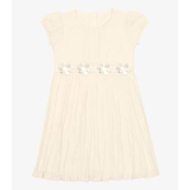 Imagem de Vestido Chiffon Plissado Trick Nick Bege, 12, Bege