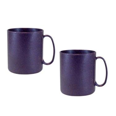 Imagem de Kit 2 Canecas Redonda Fibra Madeira Lilás 400Ml