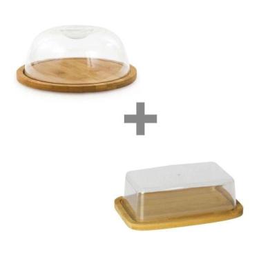 Imagem de Kit Porta Queijo + Porta Manteiga Bambu - CLASS HOME