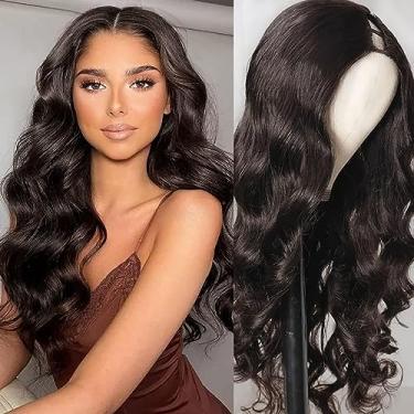 Imagem de Emistar Peruca Wavy V Part Wear And Go Glueless Upgrade U Part Wig Body Wave Cabelo Sintético Preto Natural Macio Como Cabelo Humano Meia Perucas Para Mulheres Negras Densidade 180% (cor Natural, 55