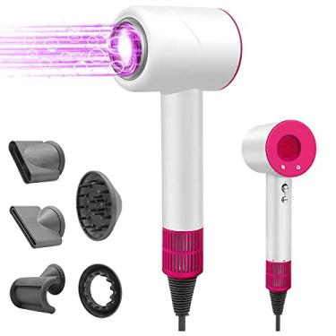 Imagem de KELTEROOM Secador De Cabelo, Iônico Negativo Com Difusor, Motor Sem Escovas Alta Velocidade 110.000 Rpm, Cabelo Controle Térmico, 5 Bicos Magnéticos, Baixo Ruído, Perfeito Para Casa E Viagens (Branc