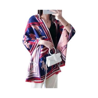 Imagem de Cachecol Feminino De Caxemira De Inverno, Luxuoso, Grosso E Quente, Co