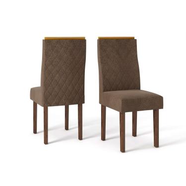 Imagem de Kit 2 Cadeiras de Cozinha New Maia 2 Un Rústico Malbec/Suede Pena Marrom - DJ Móveis