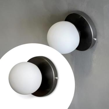 Imagem de Arandela de Parede Moderna Estilo Dama com Globo de Vidro Fosco 10cm para Sala Quarto Corredor Banheiro Iluminação Decorativa (Chumbo)