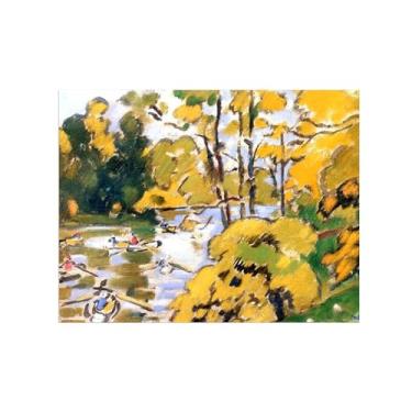 Imagem de Impressão em tela de paisagem-Famous Wall Art Picture-Lake in Forest-Poster for Living Room Bathroom Decor 60x80cm24x31in Sem moldura