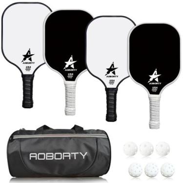Imagem de Conjunto de pás Pickleball AOBORTY Light Graphite, pacote com 4 bolas