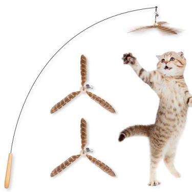 Imagem de Brinquedo Cat Wand JXFUKAL com 3 recargas de penas de 74 cm para gatos