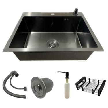 Imagem de Cuba Pia Inox Preta Quadrada Gourmet Com Acessórios