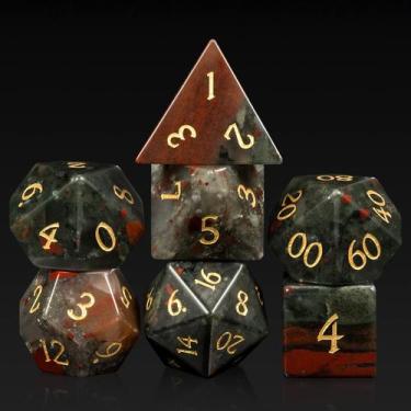 Imagem de Conjunto de dados DNDND Bloodstone de 7 peças com estojo de metal para