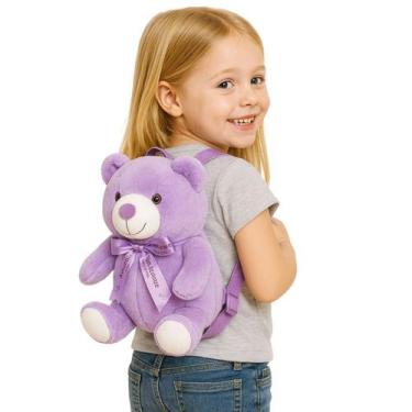 Imagem de Mochila Infantil Pelúcia Urso Roxo Kids Unissex Meninas - anjo da mamã