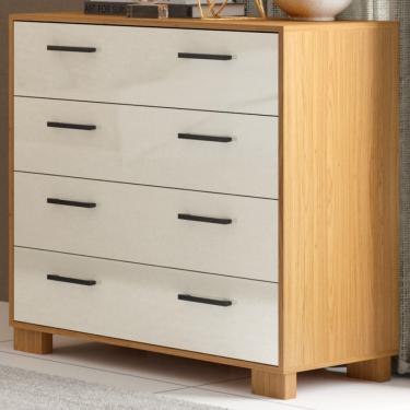 Imagem de Cômoda Ravena 100% Mdf 4 Gavetas Freijó/Off White - Panorama Móveis