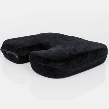 Imagem de Almofada terapêutica para cóccix 38x32cm preta - Perfetto, Plush, Pret