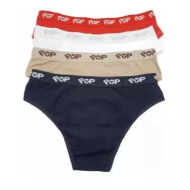 Imagem de Kit 08 Calcinhas Algodão Pop Adulto PLUS SIZE 52/54 Básica Lisa Com Co