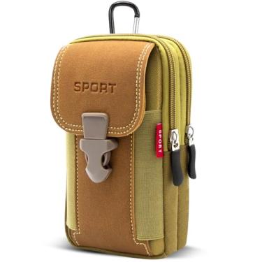 Imagem de Coldre de telefone Pouce com bolsa dupla para iPhone 16 15 14 13 12 11 Plus pro max suporte para celular masculino bolsa tática coldre de cinto (amarelo)