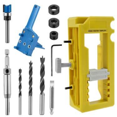 Imagem de Gabarito de dobradiça de porta, kit de encaixe de dobradiça de porta, kit de instalação de dobradiça de modelo de roteador de dobradiça preciso, kit de montagem de porta com chave de broca para