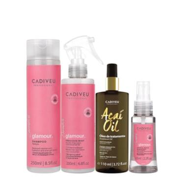 Imagem de Kit Cadiveu Professional Essentials Glamour Shampoo Fluído Sérum e Açaí Oil 110 (4 produtos)