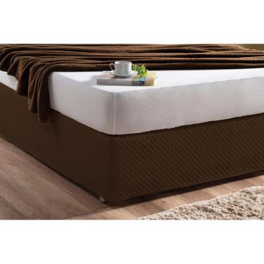 Imagem de Saia Box Tamanho Casal Queen Proteção Do Box Da Cama Tabaco