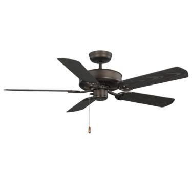 Imagem de Ventilador de teto kathy ireland HOME [CF654ORB] Sea Breeze de 132 cm com lâminas resistentes ao clima, kit de luz adaptável, acabamento bronze polido a óleo
