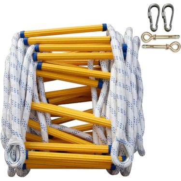 Imagem de Escada De Segurança Escada De Corda 3m 5m 8m 10m 15m 20m Escada De Fuga De Incêndio Emergente Com Ganchos Para Implantação Rápida Em Fogo Capacidade De Peso De Até 420kg, Yellow, 18m