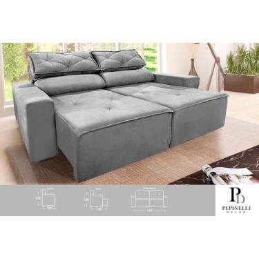 Imagem de Sofá Reclinável Retrátil 1,80M Cor:Cinza Grafite - PEPINELLI DECOR