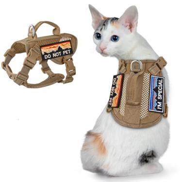 Imagem de Peitoral tático grande para gatos, de malha respirável, para gatos adultos e gordos, com alça e velcro, colete refletivo ajustável para gatos, fácil de controlar