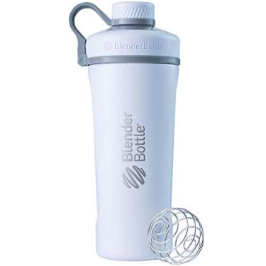 Imagem de Coqueteleira térmica de água de aço inoxidável BlenderBottle Radian Shaker Cup com batedor de arame, 737 g, branco fosco