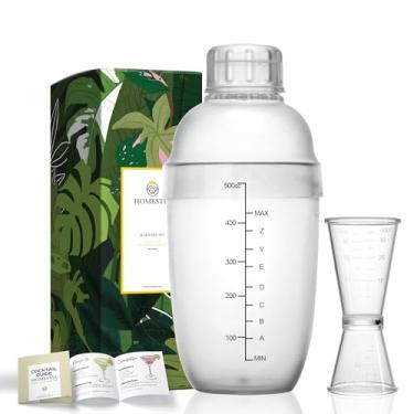 Imagem de Homestia Coqueteleira de plástico com balança e conjunto de jigger, coador, misturador de bebidas, kit de bartender, garrafa de coqueteleira de plástico transparente, misturador de vinho, ferramenta