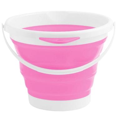 Imagem de Balde Dobrável Retrátil Sanfonado Multiuso Silicone 10L - Rosa