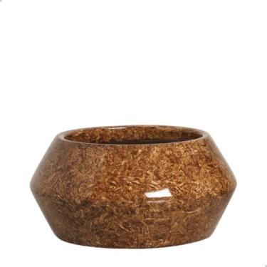 Imagem de Cachepot Redondo Vaso de Mesa Marrom Solievo Grande Petra