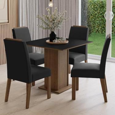 Imagem de Conjunto Sala de Jantar Tampo de Madeira 4 Cadeiras Rustic/preto/oxford Aspen Madesa