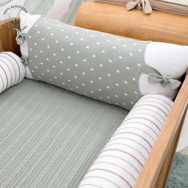 Imagem de Kit Enxoval Berço 05 Peças em Tricot de Algodão Sustentável Sonho Verde Oliva – Aime Baby