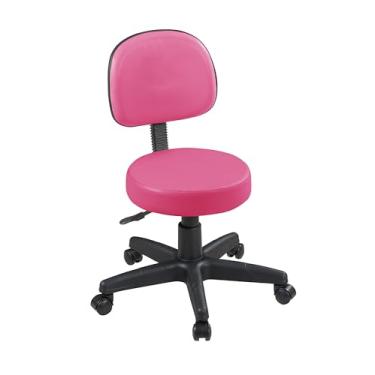 Imagem de Cadeira Mocho em Corano Estética c/Encosto Girátoria e Regulagem De Altura (PINK 314)