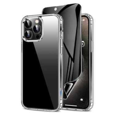 Imagem de Capa Capinha Clear Case Transparente Resistente a Risco e Anti Impacto + Película Protetor Tela Cerâmica Fosca Privacidade Para iPhone (iPhone 15 Pro)