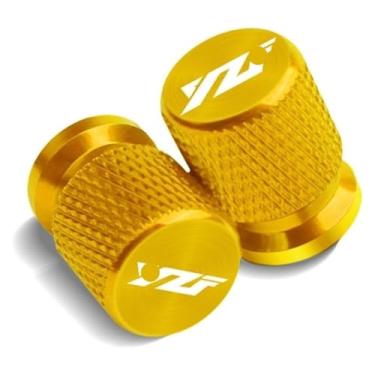 Imagem de 2 peças de tampas de tampa de haste de porta de ar de válvula de pneu de metal acessórios de motocicleta compatíveis com Y&AMAHA YZF R1 R3 R6 R25 R125 R1M YZFR1 YZFR6 YZFR3 (ouro)