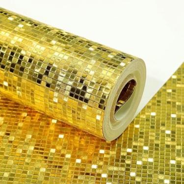 Imagem de ESSMOKO Papel de parede de alta imitação de textura metálica folha de ouro PVC material impermeável não autoadesivo papel de parede bar dança hotel tema adesivos ouro